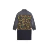 3 Layered Patchwork Knee Length Car Coat “Green Blue” 659092TKL142840