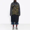 3 Layered Patchwork Knee Length Car Coat “Green Blue” 659092TKL142840