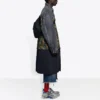 3 Layered Patchwork Knee Length Car Coat “Green Blue” 659092TKL142840