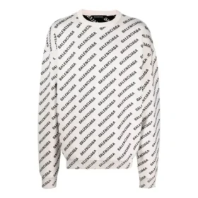All Over Logo Crewneck Sweater “White Black” 702952T32339054 All Over Logo Crewneck Sweater “White Black” 702952T32339054