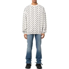 All Over Logo Crewneck Sweater “White Black” 702952T32339054 All Over Logo Crewneck Sweater “White Black” 702952T32339054