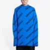 All Over Logo Crewneck Wool Knit Sweater “Blue” 657400T15673964