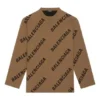 All Over Logo Crewneck Wool Knit Sweater “Light Brown” 657401T32002900