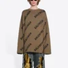 All Over Logo Crewneck Wool Knit Sweater “Light Brown” 657401T32002900