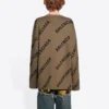 All Over Logo Crewneck Wool Knit Sweater “Light Brown” 657401T32002900