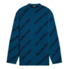 All Over Logo Crewneck Wool Knit Sweater “Petrol Blue” 657400T15672470