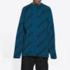 All Over Logo Crewneck Wool Knit Sweater “Petrol Blue” 657400T15672470
