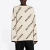 All Over Logo Crewneck Wool Knit Sweater “White” 657401T32009054