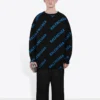 Allover Logo Crewneck Sweater “Black Blue” 625970T31781165
