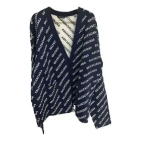 Allover Logo Knit Cardigan “Blue White” 736248T32338502 Allover Logo Knit Cardigan “Blue White” 736248T32338502