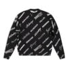 Allover Logo Print Crewneck Sweatshirt “Black White” 724858T16651070