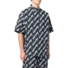 Allover Scribble Short Sleeve Shirt “Dark Blue White” 681702TLLJ48502
