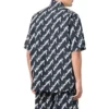 Allover Scribble Short Sleeve Shirt “Dark Blue White” 681702TLLJ48502
