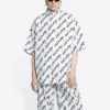 Allover Scribble Short Sleeve Shirt “White Black” 681702TLLJ49040