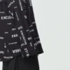 Allover Viscose Long Sleeve Shirt Large Fit “Black” 658956TPLB41070