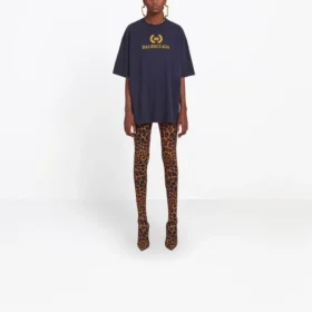 Alphabet Printing Short Sleeve Navy Blue 492258TAV044128