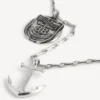 Anchor crest charms necklace in antique silver