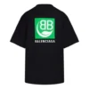 B Environmental Friendly Green Alphabet Logo Printing Short Sleeve Black 594599THV631000