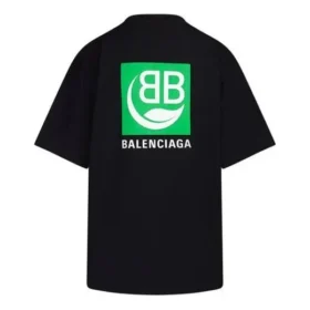 B Environmental Friendly Green Alphabet Logo Printing Short Sleeve Black 594599THV631000