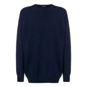 Back Logo Crew Neck Knit Cashmere Knit Sweatshirt “Navy” 583111T40924140