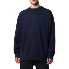 Back Logo Crew Neck Knit Cashmere Knit Sweatshirt “Navy” 583111T40924140