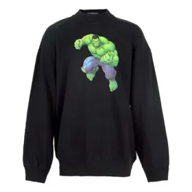 Balenciaga x Marvel Hulk-Print Boxy Crewneck Cotton Sweatshirt “Black” 671125TLV581000
