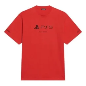 Balenciaga x PlayStation Crossover FW21 PS5 Alphabet Geometry Pattern Printing Short Sleeve Unisex Red 651795TKVF36552 Balenciaga x PlayStation Crossover FW21 PS5 Alphabet Geometry Pattern Printing Short Sleeve Unisex Red 651795TKVF36552