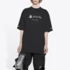 Balenciaga x PlayStation Crossover Ps5 Alphabet Geometry Pattern Printing Short Sleeve Unisex Black 651795TKVF31070
