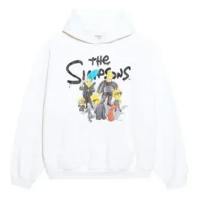 Balenciaga x THE SIMPSONS Cotton Hoodie Wide Fit “White” 675003TLVG89016