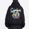 Balenciaga x The Simpsons Padded Bomber Hoodie “Black” 657115TLVG71000
