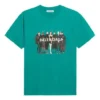 Band Portrait Printing Logo Retro Loose Short Sleeve Green 612965TIV473640