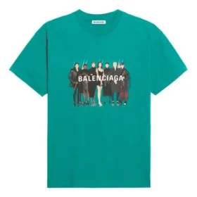 Band Portrait Printing Logo Retro Loose Short Sleeve Green 612965TIV473640 Band Portrait Printing Logo Retro Loose Short Sleeve Green 612965TIV473640