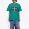 Band Portrait Printing Logo Retro Loose Short Sleeve Green 612965TIV473640