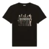 Band Portrait Printing Logo Retro Loose Short Sleeve Unisex Black 612966TIVA11000
