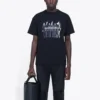 Band Portrait Printing Logo Retro Loose Short Sleeve Unisex Black 612966TIVA11000