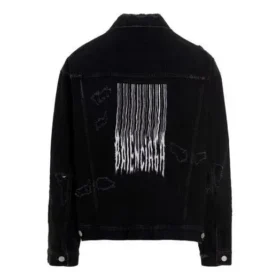 Barcode Destroyed Denim Jacket “Black” 664329TBP471055