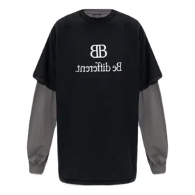 BB Be Different Patched T-Shirt Long Sleeve T-Shirt “Black Grey” 720407TNVV31070