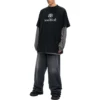 BB Be Different Patched T-Shirt Long Sleeve T-Shirt “Black Grey” 720407TNVV31070