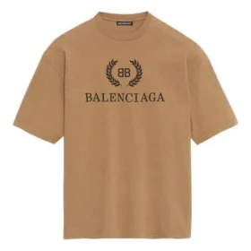 BB Pattern Printing Short Sleeve Unisex Khaki 578139TEV529610