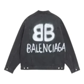BB Sprayed Denim Jacket Large Fit “Dark Grey White” 678354TIWA21440