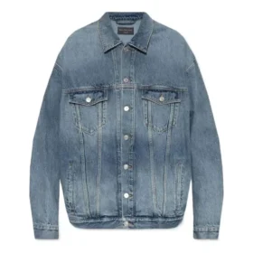 Bleached-Effect Button-Up Denim Jacket “Blue” 724651THW254245