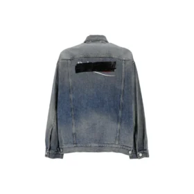 Bleached-Effect Button-Up Denim Jacket “Blue” 724651THW254245