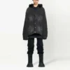 Bleached-Effect Button-Up Hooded Denim Jacket “Black” 724653TNW541129