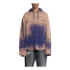 Bleached Plaid Long Sleeve Hooded Shirt “Purple Beige” 699223TMM095212