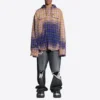Bleached Plaid Long Sleeve Hooded Shirt “Purple Beige” 699223TMM095212
