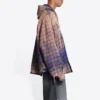 Bleached Plaid Long Sleeve Hooded Shirt “Purple Beige” 699223TMM095212