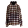 Bleached Plaid Long Sleeve Hooded Shirt “Red White Black” 699223TMM059783