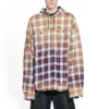 Bleached Plaid Long Sleeve Hooded Shirt “Red White Black” 699223TMM059783