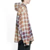 Bleached Plaid Long Sleeve Hooded Shirt “Red White Black” 699223TMM059783