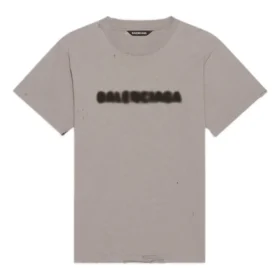 Blurry Logo Hole Retro Classic Short Sleeve Unisex Gray 661705TKVD58174